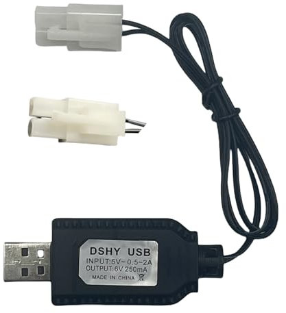 6.0V NiMH/NiCd Battery Charger Cable with Standard Tamiya Plug Compatible RC Car RC Tank RC Plane RC Boat and Other Remote Control Toys for Universal 6.0V Lipo Battery USB Charger (1)