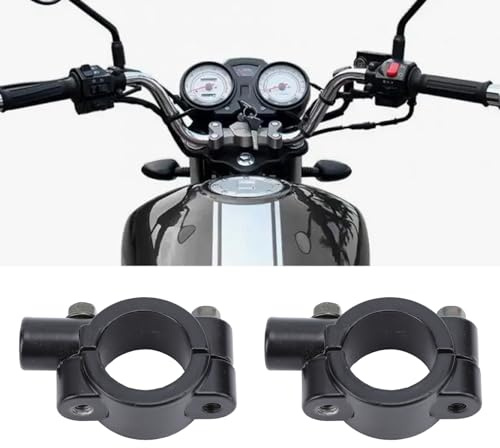 Tissting 2 Stück Spiegelhalterung Motorrad M10 25mm Aluminium Spiegelklemme | Universal Lenkerhalterung Rückspiegel Halter für Motorrad, ATV, Roller, Fahrrad Schwarz