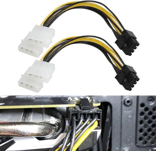 Molex to Sata,2 Pcs 8 Pin Pcie Cable,20cm Pcie Cable 8-Pin GPU Graphics Card Power Wire Adapter,Dual 4Pin Male 8Pin Female Graphics Card Power Cable