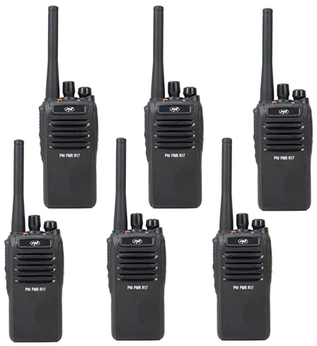 Kit of 6 portable radio stations PNI PMR R17 446MHz, 0.5W, 16 PMR channels and 50 CTCSS and 104 DCS tones, programmable, Li-Ion 2200 mAh, IP68