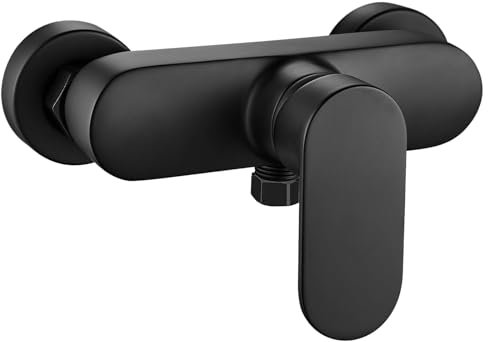 Xkzhrr Miscelatore doccia,Miscelatore Doccia Esterno,Rubinetto doccia da muro, Miscelatore per Doccia Cromato con Bocca G ½,Finitura in Ottone Cromato(Nero) (Nero)