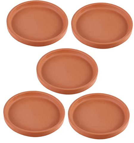 ibasenice Clay Plant Pot Saucers Set 5pcs for Indoor and Outdoor Use Red Terracotta Waterproof Flower Pot Trays Drainage Plant Saucer Trays for Planters