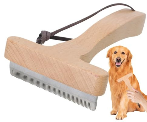 Grooming Horse Tool - Dog Comb for Shedding - Rust-Proof Deshedder Brush with Wood Handle for Small Medium Animals Cat Kittens Puppies Horse