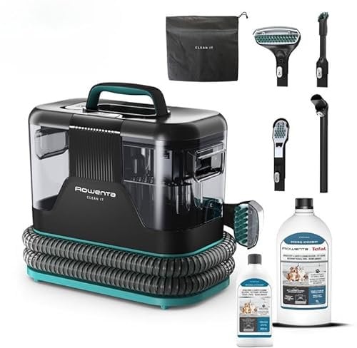 Rowenta Clean It + 2 botellas de solución de limpieza para mascotas (250 ml + 1L), Pack exclusivo, Limpieza rápida de derrames y manchas, Hasta 13,5 kPa, 750 W, Incluye sistema de autolimpieza