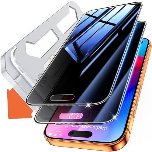 Tentoki for iPhone 17 Pro Max Screen Protector Privacy, 25°Anti Spy | 2 Pack for Tempered Glass, Compatible With Face ID, 9H Hardness Military-Grade Protection, No Bubbles, Dust-Free, 6.9-Inch