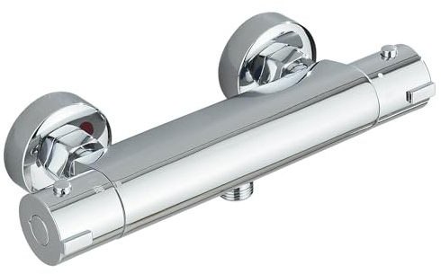 ZAMERY Thermostatic Shower Mixer Wall Mounted Shower Mixer Bar Shower Thermostatic Mixer with Anti-Scald Control Valve Chrome Solid Brass
