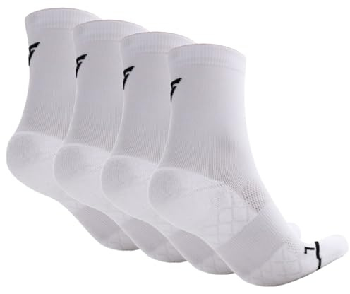 Velocity Performance Crew Socks, Pack of 2 Pairs, Cushioned, Running Athletic Training Socks, Seamless Toe, Odour Control, Breathable Mesh and Supportive Fit, White, 7-9