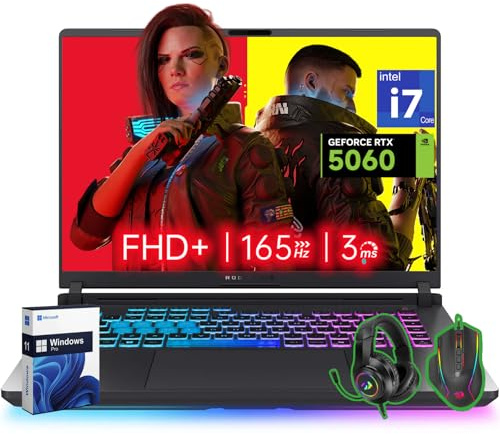 ASUS ROG Strix G16 Gaming Laptop 2025, Intel Core i7 Processor 14650HX, NVIDIA GeForce RTX 5060 GPU, 16 FHD+ 165Hz/3ms Nebula Display, 32 GB DDR5, 2 TB Gen 4 SSD, Wi-Fi 7, Windows 11 Pro, Accessories