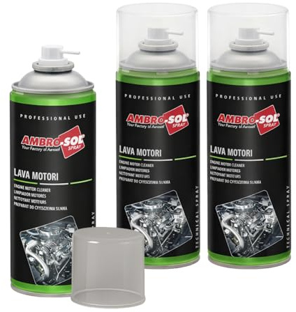 3 Bombolette Lava Motori, Capacità 400 ml, Spray Detergente per pulizia esterna di motori e parti meccaniche, Scioglie grassi e rimuove catrame e asfalto, Prodotto Made in Italy -473F -1,26