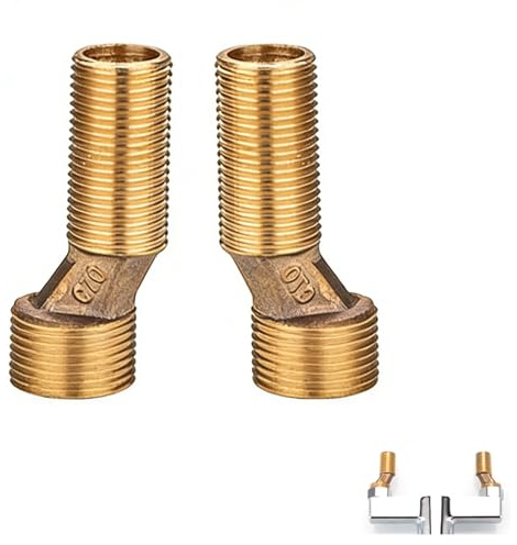 Raccord Mâle en Laiton pour Bain Douche avec Bras Pivotant Réglable et Réducteur Excentré - Ajustement de l’Espacement du Mitigeur de 1/2 à 3/4 Pouces, Anti-Corrosion et Facile à Installer