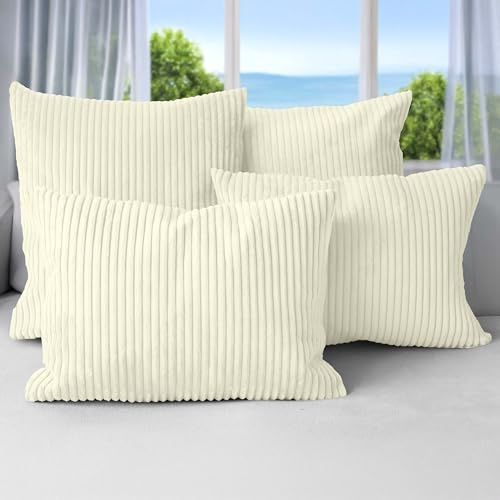 Amilian Dekokissen 4er Set mit Füllung – Sofakissen Set 2x 45x45 cm & 2x 35x45 cm – Weiche Zierkissen, Couchkissen für Sofa - Lichtblüte