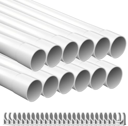 12pcs Leerrohr 25mm Kabelschutzrohr PVC 1m - Installationsrohr für Elektroleitung | Verlegerohr für Kabel | UV-beständiger Kabelkanal für Wand, Garage, Keller (12m Set + 25 Clips)