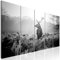 decomonkey Bilder Hirsch Tiere 200x80 cm 5 Teilig Leinwandbilder Bild auf Leinwand Wandbild Kunstdruck Wanddeko Wand Wohnzimmer Wanddekoration Deko Landschaft Sonne Sonnenuntergang Natur grau