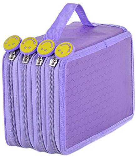 MESHIKAIER 72 Slots Super Große Kapazität Federmäppchen aus Segeltuch 4 Schichten Federmappe Federtasche Schüleretui Bleistift-Beutel (Lila)
