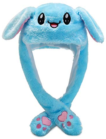 Yixda Lustige Tiermütze Warm Plüsch Mütze Paws Ohren Wintermütze Hut (Blau Hase)