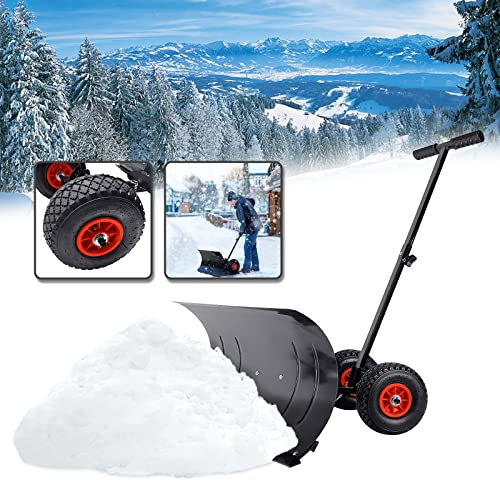LARS360 Schneeschieber 5-fach Höhenverstellbar Schneeräumer 75cm Schneeschaufel Schneeschaufeln Mit Luftbereifung, rutschfest, verschleißfest