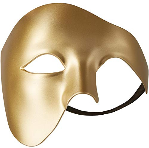 dressforfun 900885 Venezianische Maske für Herren, einfarbige Augenmaske Phantom, Hälfte Gesicht Maskerade für Ball Party Oper Fasching Kostüm Halloween - diverse Farben - (gold | Nr. 303538)