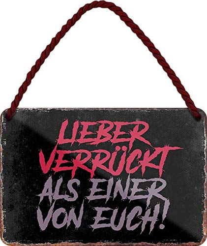 Lieber verrückt, als einer von euch 18x12cm Spruch Blechschild Hängeschild HS305