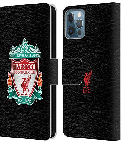 Head Case Designs Officially Licensed Liverpool Football Club Black 1 Crest 1 Leather Book Wallet Case Cover Compatible With Apple iPhone 12 / iPhone 12 Pro
