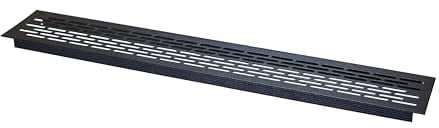 ALUSFERA Griglia Aerazione Rettangolare 80 x 480 mm - Griglia Ventilazione in Alluminio - Accessori Per Mobili da Montare Autonomamente - Grata Aerazione per Mobili - 1 pezzo - Nero