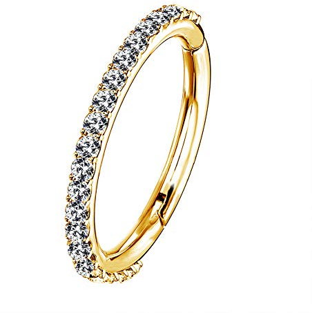 OUFER Body Piercing Helix Hoop Earring Piercing Ring 16G Rostfreier Stahl Knorpel Ohrringe Fünf Petal Clear CZ Blume Tragus Helix Earrings Knorpel Ohrstecker gold/20g/6mm