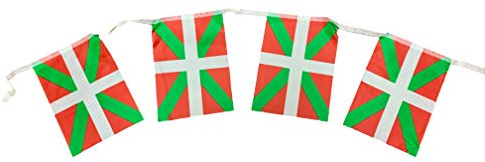 CHAJU Banderines De La Ikurriña De Tela, Banderines De Euskadi, Guirnalda De 10 Metros Con 50 Bandas, Para Uso En Interiores Y Exteriores, Lavable En Lavadora