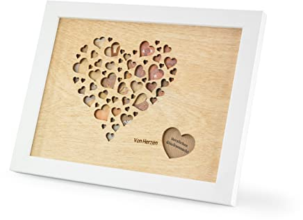Geschenk Geldgeschenk Verpackung mit Herzmotiv im Bilderrahmen I Hochzeitsgeschenk zur Personalisierung I Geschenkbox und Geldverpackung I Jubiläum I Taufe I Hochzeit I Geld Geschenkideen