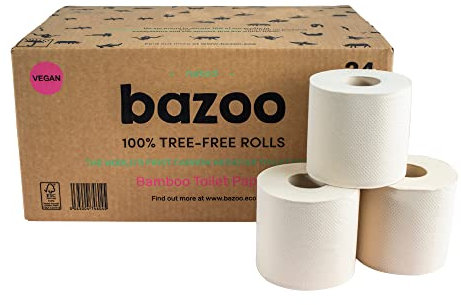Unbleached Bamboo Toilet Paper | Box of 24 Rolls (3-Ply, 300 Sheets) | Hypoallergenic, Plastic-Free, Eco-Friendly (Carbon Negative), Super Soft, Strong & Sustainable