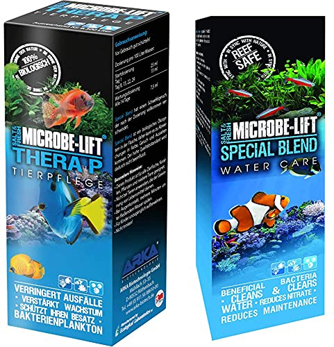MICROBE-LIFT TheraP – Fischpflege Reinigungsbakterien, verhindert Krankheiten, unterstützt Wachstum von Tieren, Süß- und Meerwasser, 473ml & Special Blend – hochaktive Bakterien