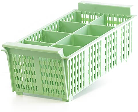 Kerafactum Besteckkorb Spülkorb Korb für Bestecke und Kleinteile | Spülmaschine Spülmaschinenkorb Köcher Besteckköcher EXTRA Gross Green | 8 Fächer grobmaschig +120°C Cutlery Basket BPA Free