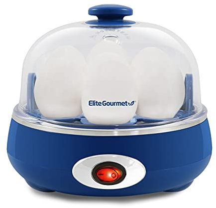 Elite Gourmet EGC322CBL Easy Egg Cooker Electric 7-Egg Capacity, Soft, Medium, Hard-Boiled Egg Cooker with Auto Shut-Off, Measuring Cup Included, BPA Free, Classic Blue