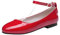 MISSUIT Damen Lack Pumps Riemchen Flach Ballerina Mary Jane Sommer Schuhe(Rot,44)