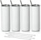 YXHH Sublimations Becher 20 Schlank Gerade,Edelstahl Sublimation Rohlinge Skinny,Mit Deckel und Stroh Halm,4 Packungen