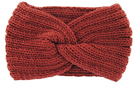 axy Damen Strick Stirnband mit Twist Knoten, Winter Haarband, Headband gestrickt Haarband (Dunkelrot)