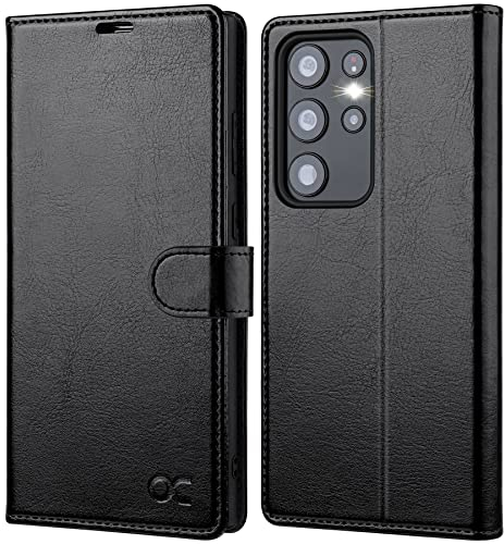 OCASE Compatible with Samsung Galaxy S23 Ultra Case, Premium PU Leather Wallet Phone Case with [Card Holder][RFID Blocking][TPU Inner Shell]Shockproof Flip Cover for Galaxy S23Ultra 5G 6.8 Inch,Black
