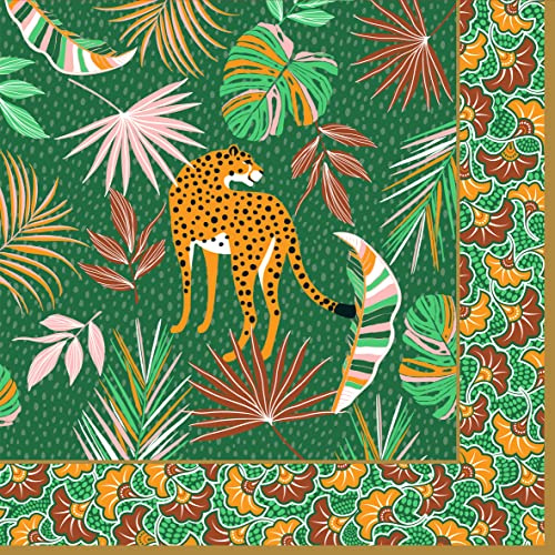 20 Servietten Leopard im bunten Dschungel | Tiere | Urwald | Tischdeko | Decoupage | Serviettentechnik 33x33cm