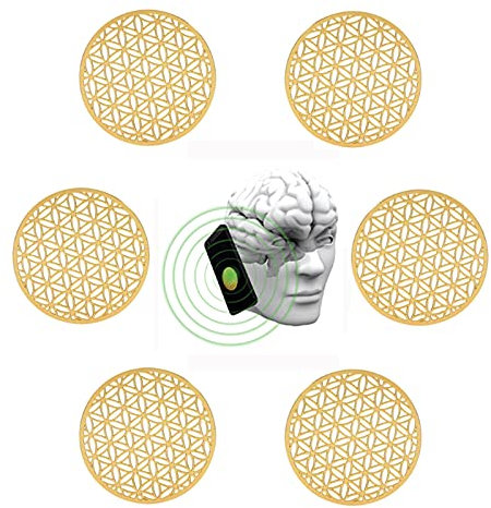 JOELEW 18 STÜCKE 24 Karat Aushöhlen Handy Anti-Strahlung-Aufkleber, Goldene Runde Anti-Strahlung-Eliminierungs-Aufkleber, Gesundheitsschutz Telefon Dekoration Zubehör