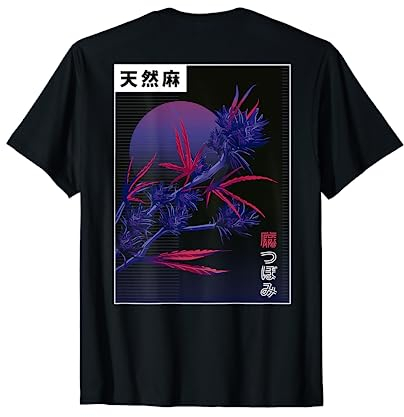 Backprint: Vaporwave EDM Weed Cannabis Marijuana Festival T-Shirt