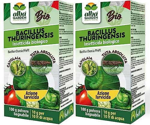 Albagarden - Bacillus Thuringiensis Kurstaki - Insetticida Piante Biologico 2 Pz x 100 GR - Repellente Per Parassiti, Insetti, Larve Dell'orto E Giardino