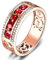 AMDXD Eheringe Rubin, Solitärring 18K Au750 Gelbgold Hohl Muster Diamantring Rot, Diamantring, Gr.69 (22.0), Echtgold Schmuck
