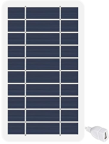 Jadeshay Panel Solar 5W 5V Portátil Cargador de Batería Placa Solar con 5V 2.5A Puerto USB para Teléfono Móvil Viajes al Aire Libre Montañismo y Acampada, Material de Silicio Monocristalino