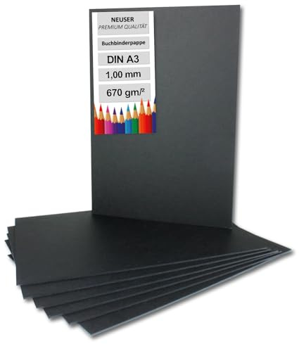 20x Buchbinderpappe DIN A3 in Schwarz, Stärke: 1,0 mm, Grammatur: 670 g/m²