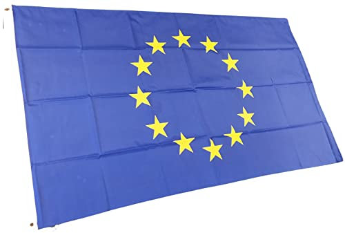 NWFlags European Union Flag 5ft x 3ft 75d Premium Polyester Suitable For Flagpoles | Strong Polyester 5x3 foot material EU flag with Eyelets