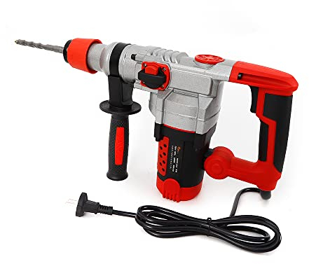 innytund Martillo perforador de 2200 W,taladro de percusión,martillo eléctrico multifunción con cubierta protectora,broca cuadrada y cincel cuadrado, taladro de impacto + maletín para hormigón armado