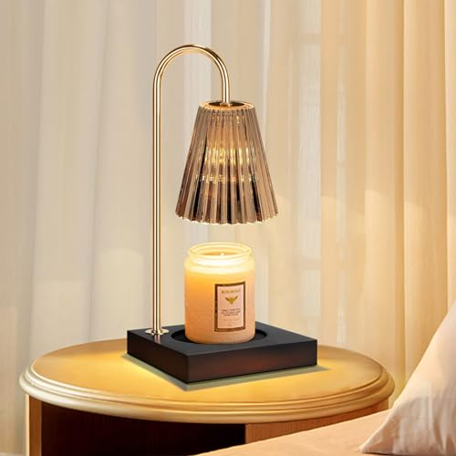 OKYUK Dimmbare Metallkerzenlampe mit 2 Glühbirne Kerzenwärmer Lampe kompatibel mit Glaskerzen, Vintage-Kerzenlampe, dimmbar, für Duftwachs (Anthrazitgrau)