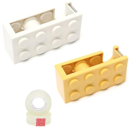 2 Stück Klebebandspender, süß Tischabroller, klein Klebeband-Tischspender in Form von Bausteinen, Geeignet für Schreibtische, Restaurants, Blumenläden,Studenten,für Mädchen, Jungen