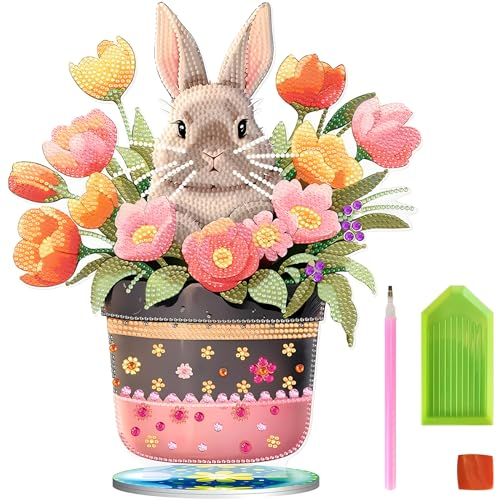 mohito Ostern Diamond Painting 5D Kits,Diamond Painting Ostern,DIY Diamant Painting Set Diamant Painting Kaninchen für Kinder Kunst Handwerk Geschenk Ostern
