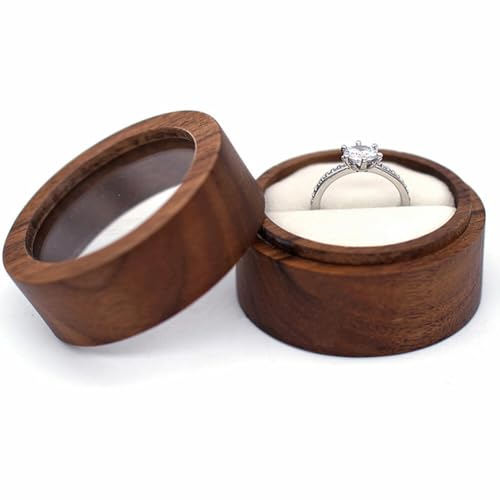 Wooauto Hochzeit Ring Box Holz Runde Trauringe Box Ehering Box Ringbox Mit Kissen Ringschatulle Verlobung Stilvoll Und Elegant Schmuck Ring Geschenkbox Für Überraschungen Ringaufbewahrung,weiß-single