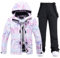 ALSOGO Damen Skijacke & Skihose Set Skianzug 2 teilig Schneeanzug 10.000mm Wasserdicht Schneejacke Winddichte Schneehose mit Abnehmbare Kapuzen Trägern zum Skifahren Snowboarden TY304 Schwarz S