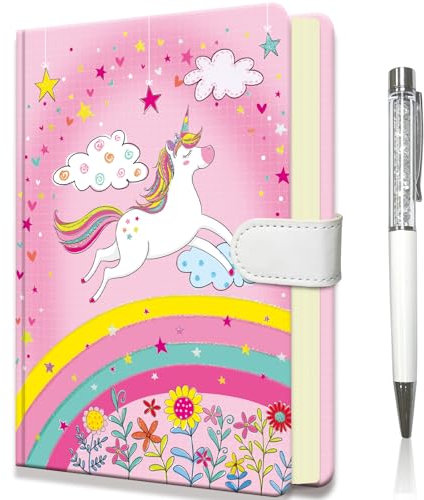 DWIYITTN Unicorn Notebook for Girls, Gifts for Teens Hardcover Girls Journal with Pen and Magnetic Buckle Closure 192 Pages 19x13.5cm Lined Undated Diary